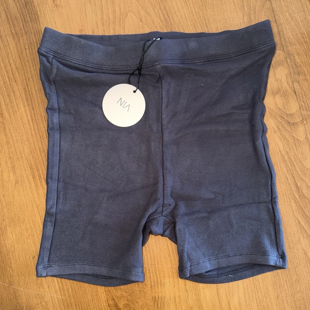 NEW NIA‎ Women's Ribbed Lounge Shorts Smoke Grey Small Everyday Athleisure